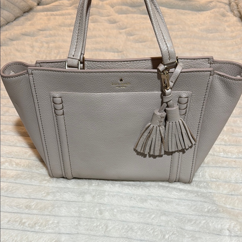 Elegant Gray Leather Tote Bag